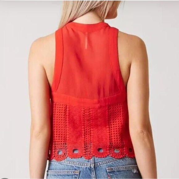 Free People Rory Lace Top Red | NWOT - Picture 8 of 10